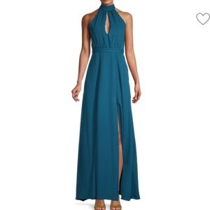 YUMI KIM High Demand Halterneck Gown in Ink blue Size M NIB